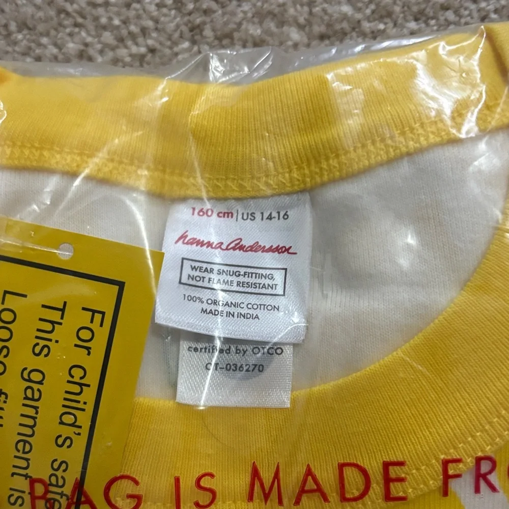 Hanna Andersson Lemon Print Short Sleeve Pajama Set, Size 14-16, 160cm - Picture 2 of 5